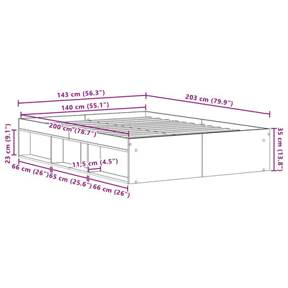 Bed Frame without Mattress Black Oak 140x200 cm Engineered Wood