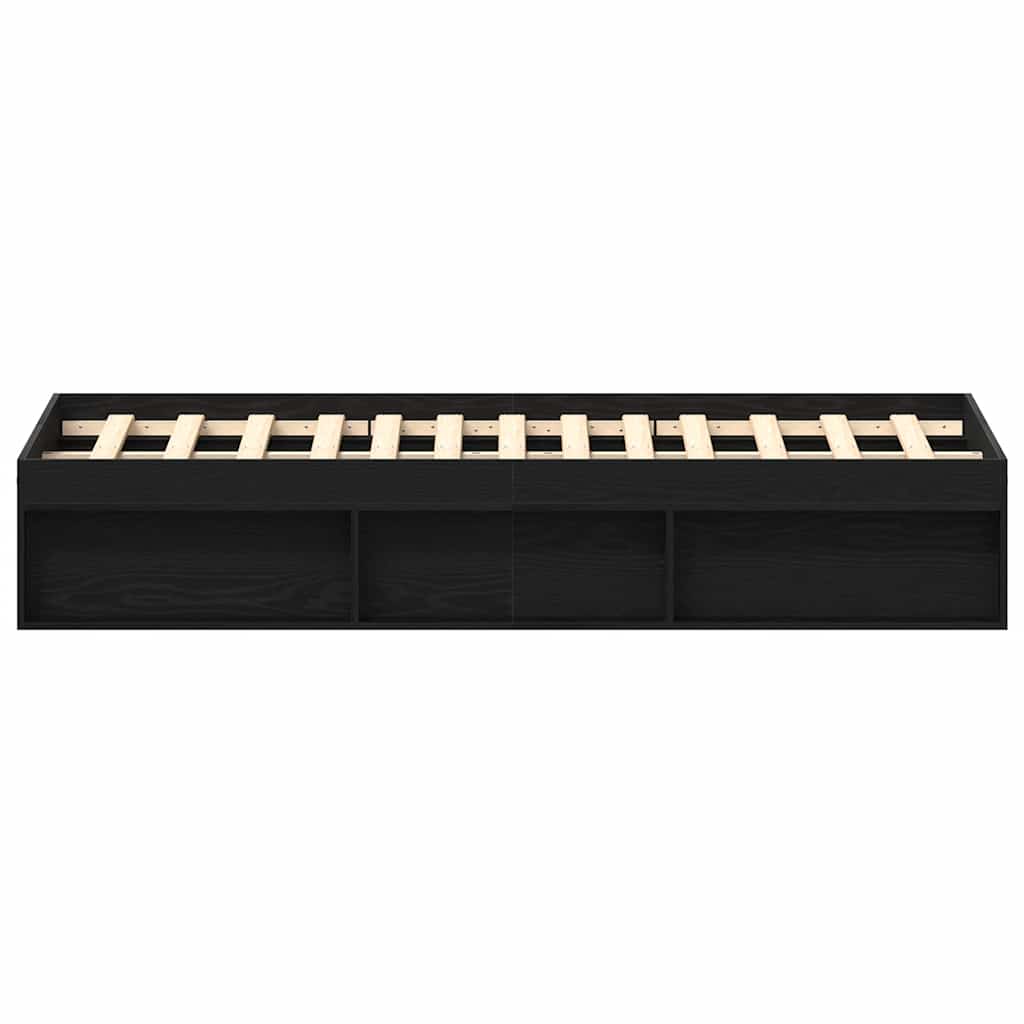 Bed Frame without Mattress Black Oak 160x200 cm Engineered Wood