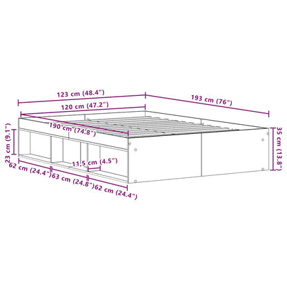Bed Frame without Mattress Black Oak 120x190 cm Engineered Wood