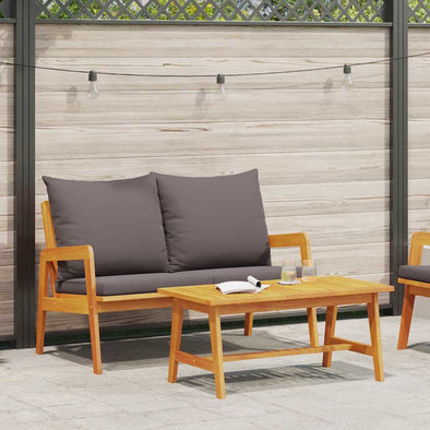 2-Piece Bistro Set with Cushions - Made of Solid Acacia Wood