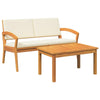 2 Piece Bistro Set with Cushions Solid Wood Acacia