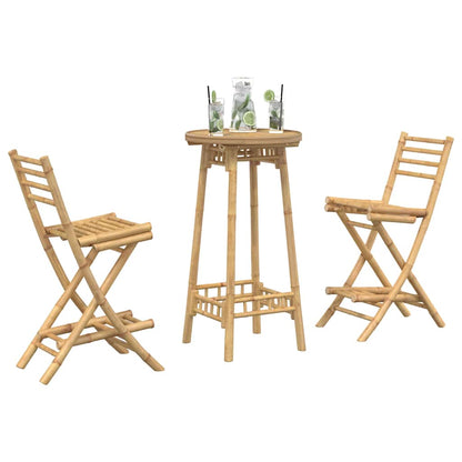 3 Piece Outdoor Bar Set Foldable Bamboo