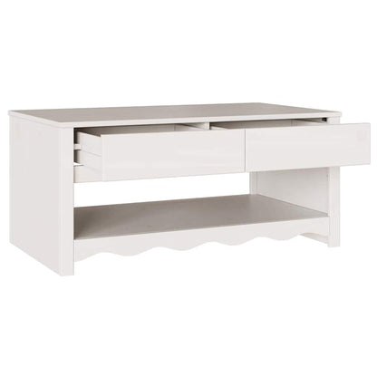 Coffee Table Drammen White 99 x 55 x 45 cm Solid Pine Wood