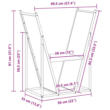 Firewood Rack Black 69.5x35x81 cm Cold-rolled steel