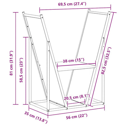 Firewood Rack White 69.5x35x81 cm Cold-rolled steel