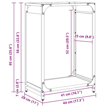 Firewood Rack Black 44x28x65 cm Cold-rolled steel