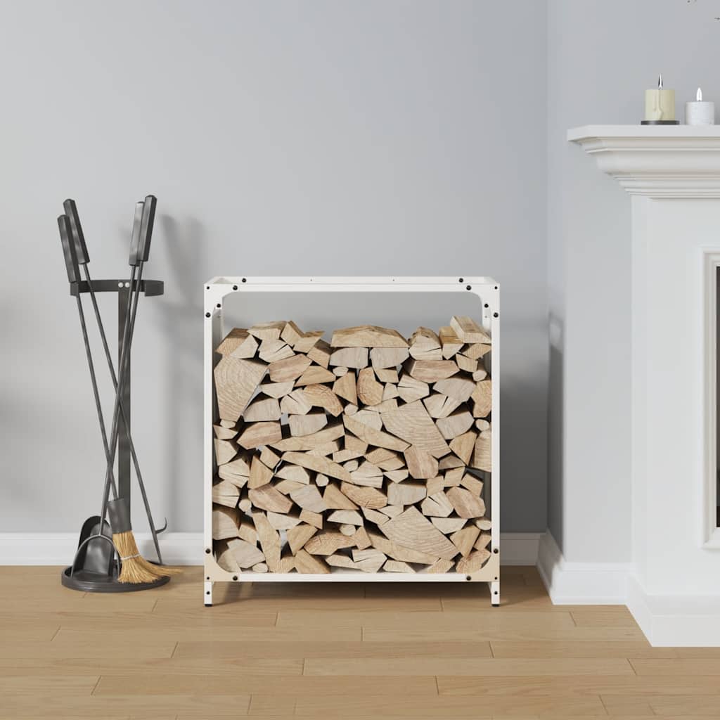 Firewood Rack White 60x28x65 cm Cold-rolled steel