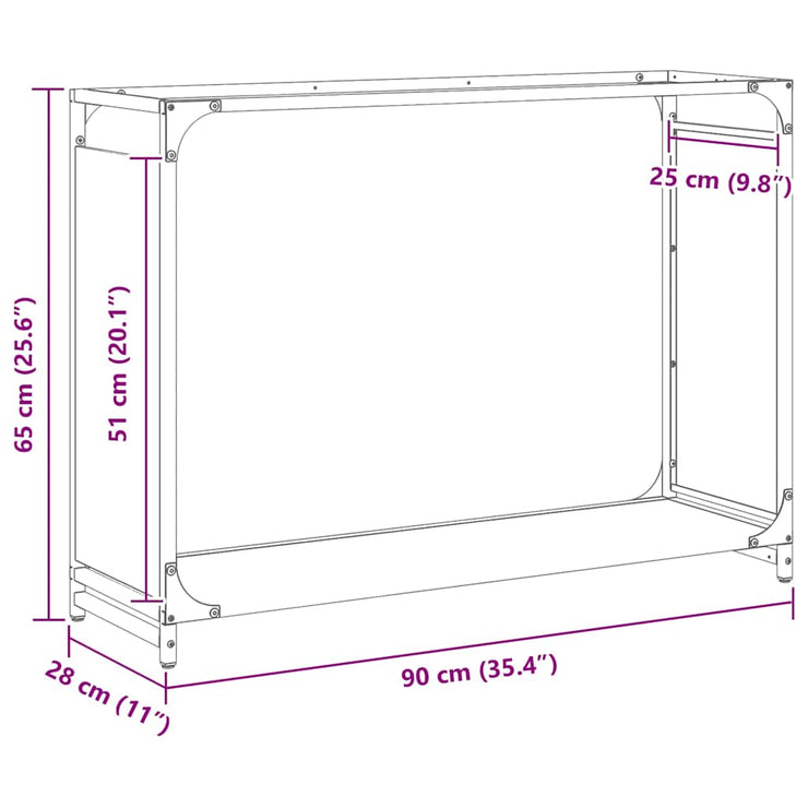 Firewood Rack Black 90x28x65 cm Cold-rolled steel