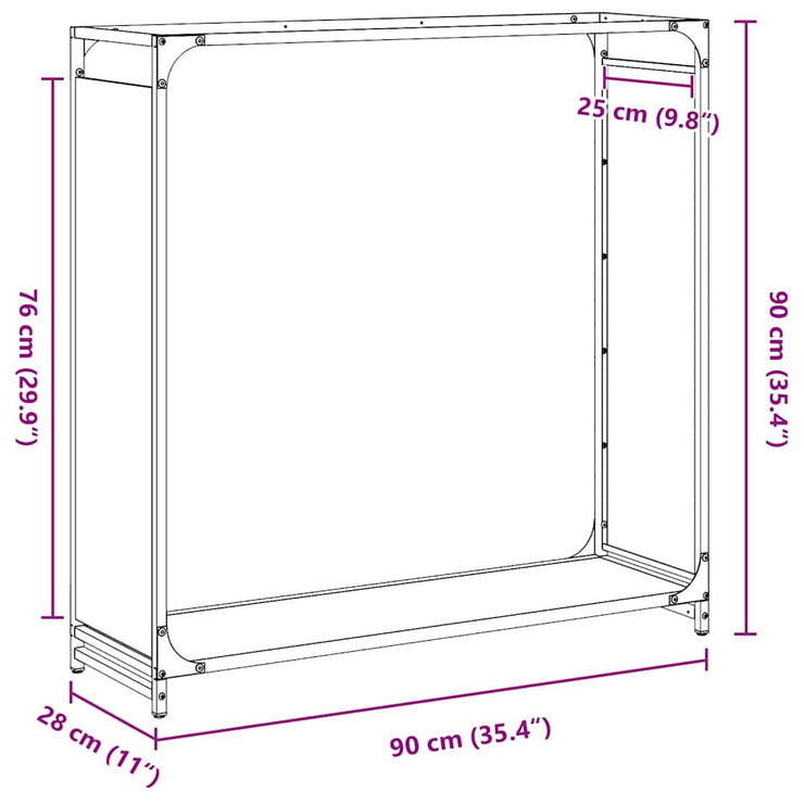 Firewood Rack Black 90x28x90 cm Cold-rolled steel