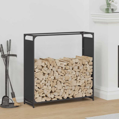 Firewood Rack Black 90x28x90 cm Cold-rolled steel