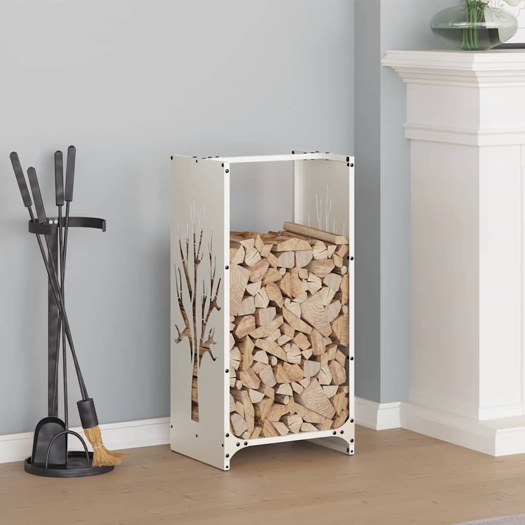 Firewood Rack White 40x30x80 cm Cold-rolled steel