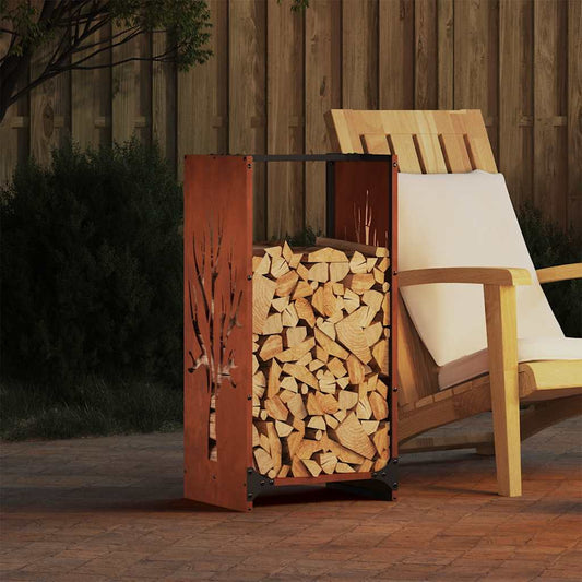 Firewood Rack 40x30x80 cm Weathering Steel