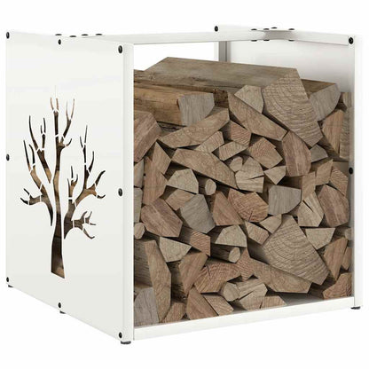 Firewood Rack White 40x40x40 cm Cold-rolled steel