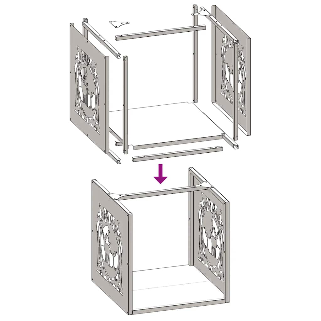 Firewood Rack Black 40x40x40 cm Cold-rolled steel