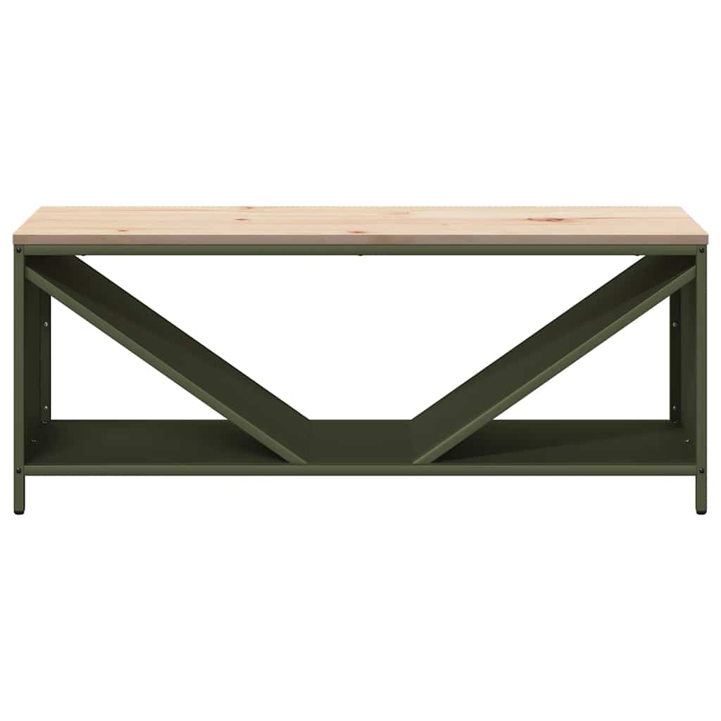 Firewood Rack with Wooden Top Olive Green 100.5x35.5x40 cm