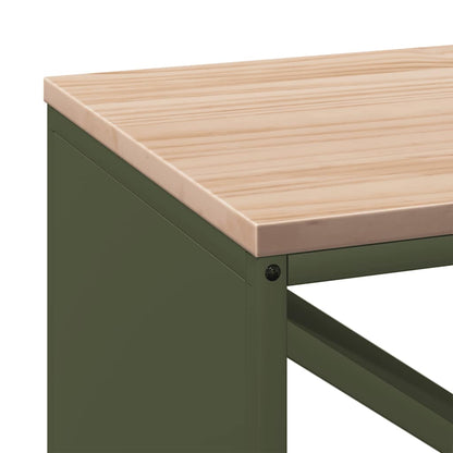Firewood Rack with Wooden Top Olive Green 100.5x35.5x40 cm