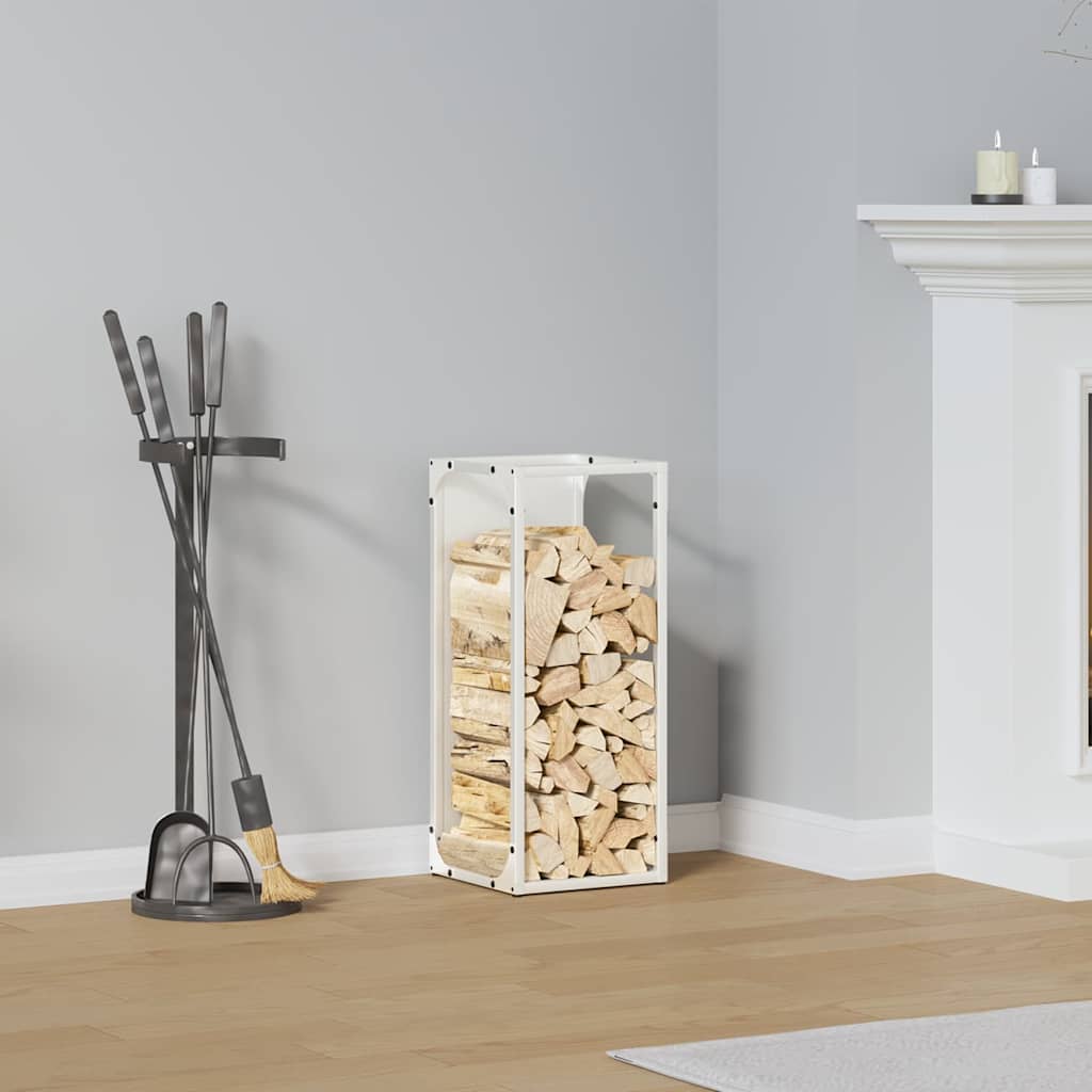 Firewood Rack White 25x25x60 cm Cold-rolled steel