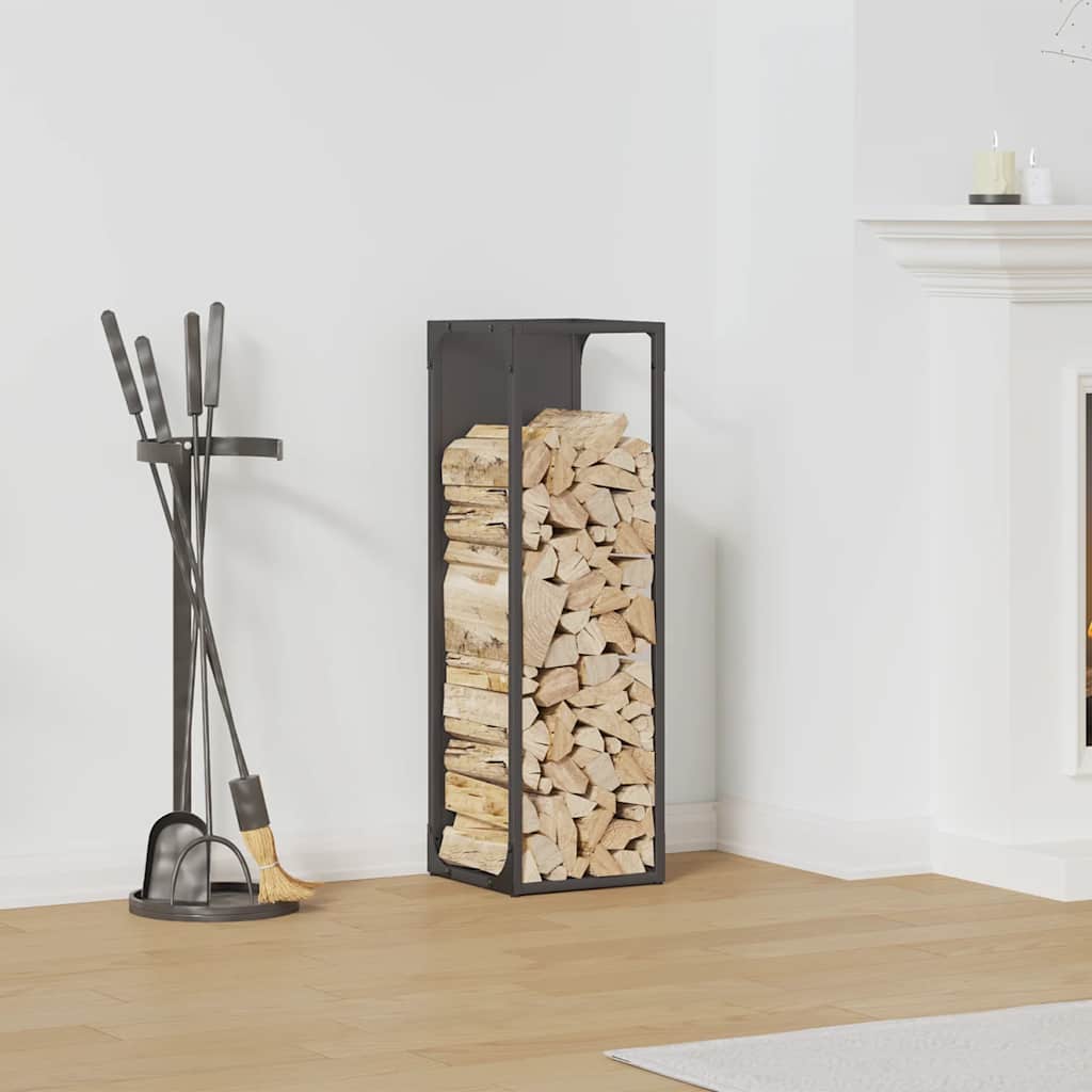 Firewood Rack Black 25x25x80 cm Cold-rolled steel