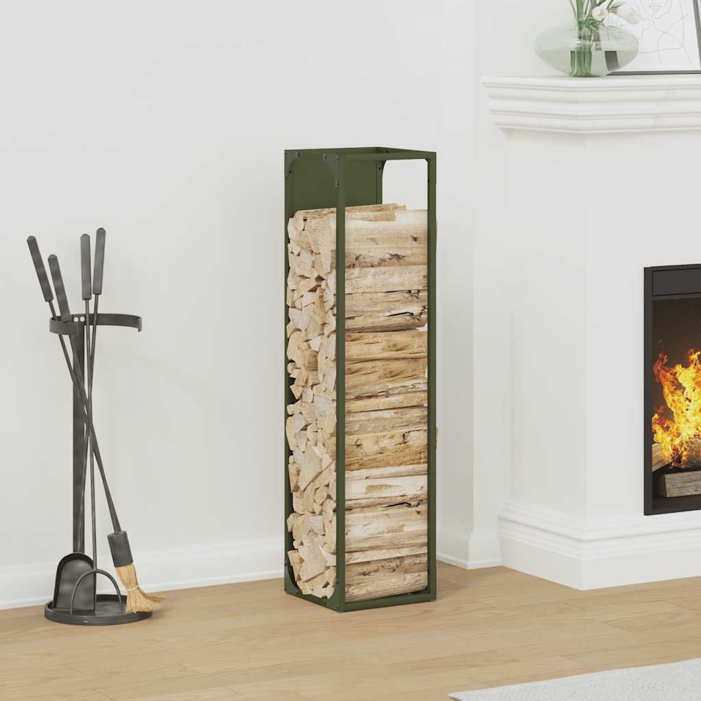 Firewood Rack Olive Green 25x25x100 cm Cold-rolled steel