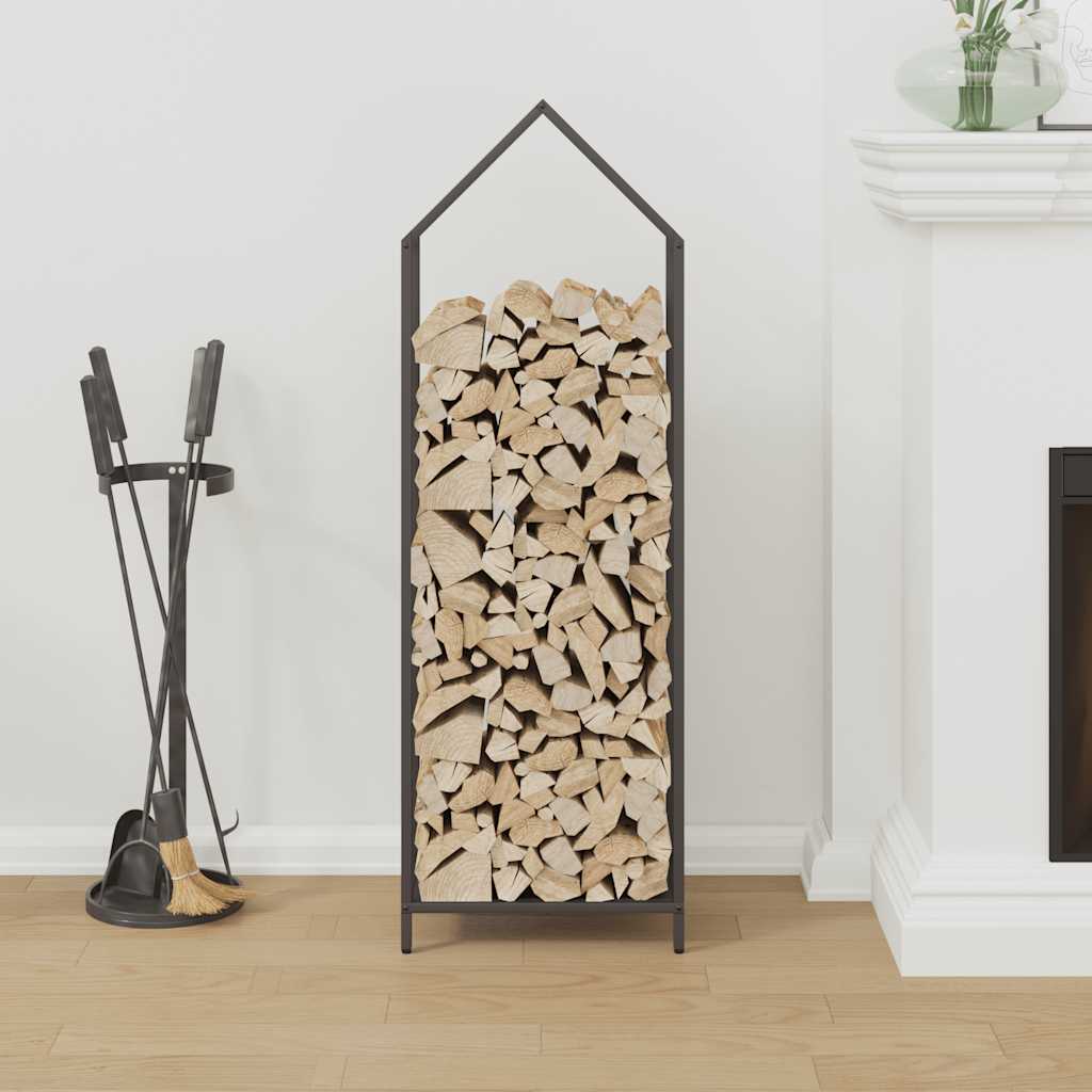 Firewood Rack Black 40x25x120 cm Cold-rolled steel