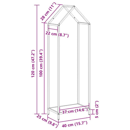 Firewood Rack White 40x25x120 cm Cold-rolled steel