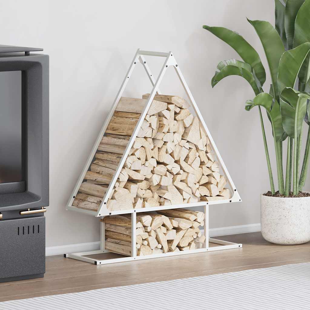 Firewood Rack White 80x25x90 cm Cold-rolled steel