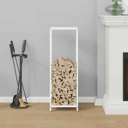 Firewood Rack White 34x25x100 cm Cold-rolled steel
