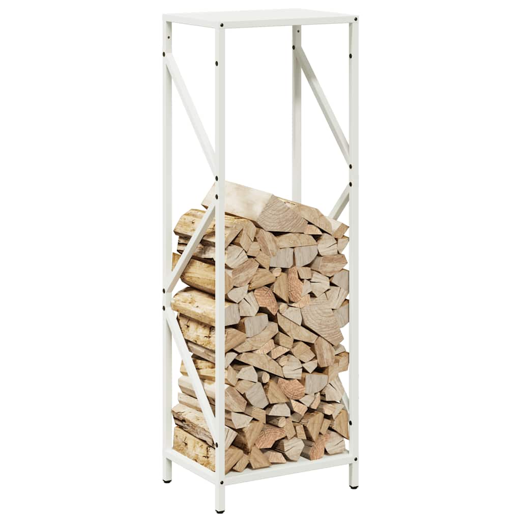 Firewood Rack White 34x25x100 cm Cold-rolled steel