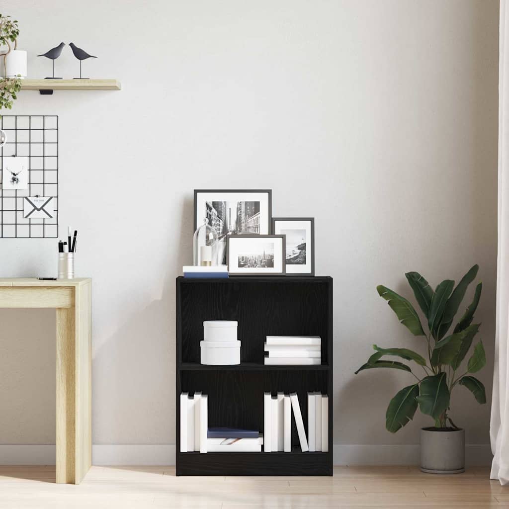 Book Cabinet Black Oak 60 x 24 x 76 cm Engineered Wood
