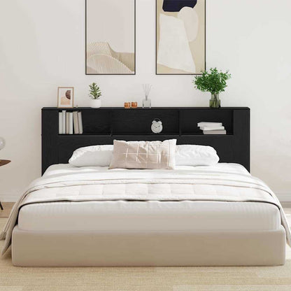 Headboard Cabinet with Shelf Black Oak 220 x 18.5 x 102.5 cm