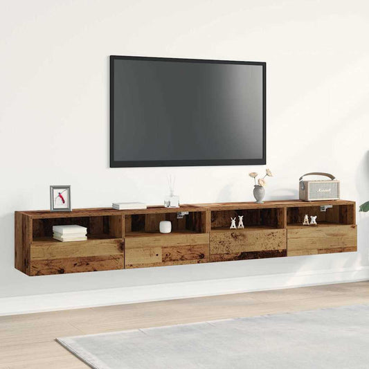 TV Wall Cabinet 2 pcs Old Wood Engineered Wood