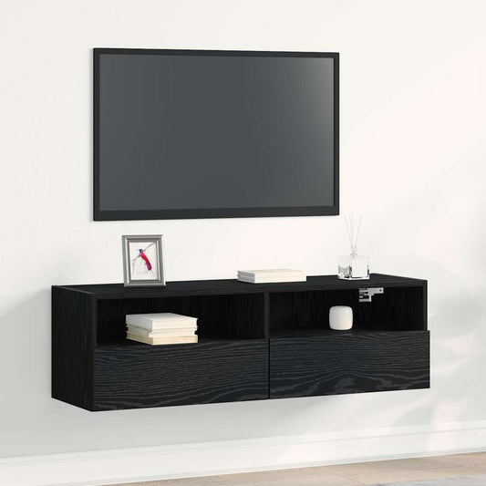 TV Wall Cabinet 100 x 30 x 30 cm Black Oak Engineered Wood