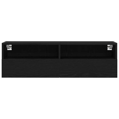 TV Wall Cabinet Black Oak 100 x 30 x 30 cm Engineered Wood