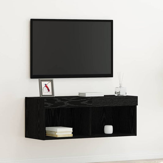 TV Cabinet Set 80 x 30 x 30 cm Black Oak Engineered Wood