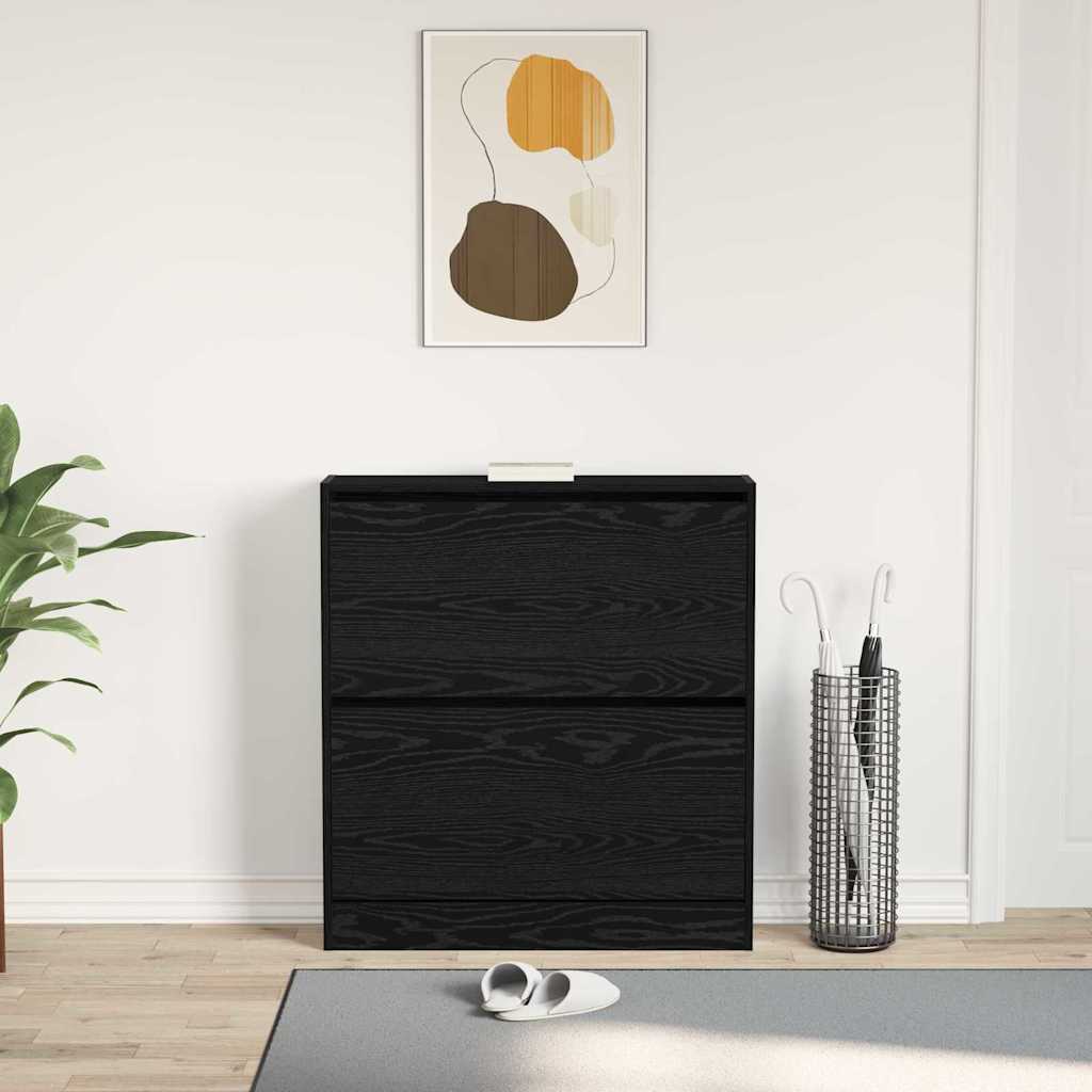 Shoe Cabinet Black Oak 80 x 21 x 87.5 cm Engineered Wood