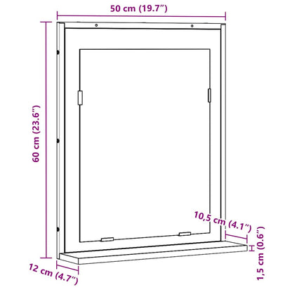 Mirror Black oak 50 x 12 x 60 cm Glass and Engineered Wood