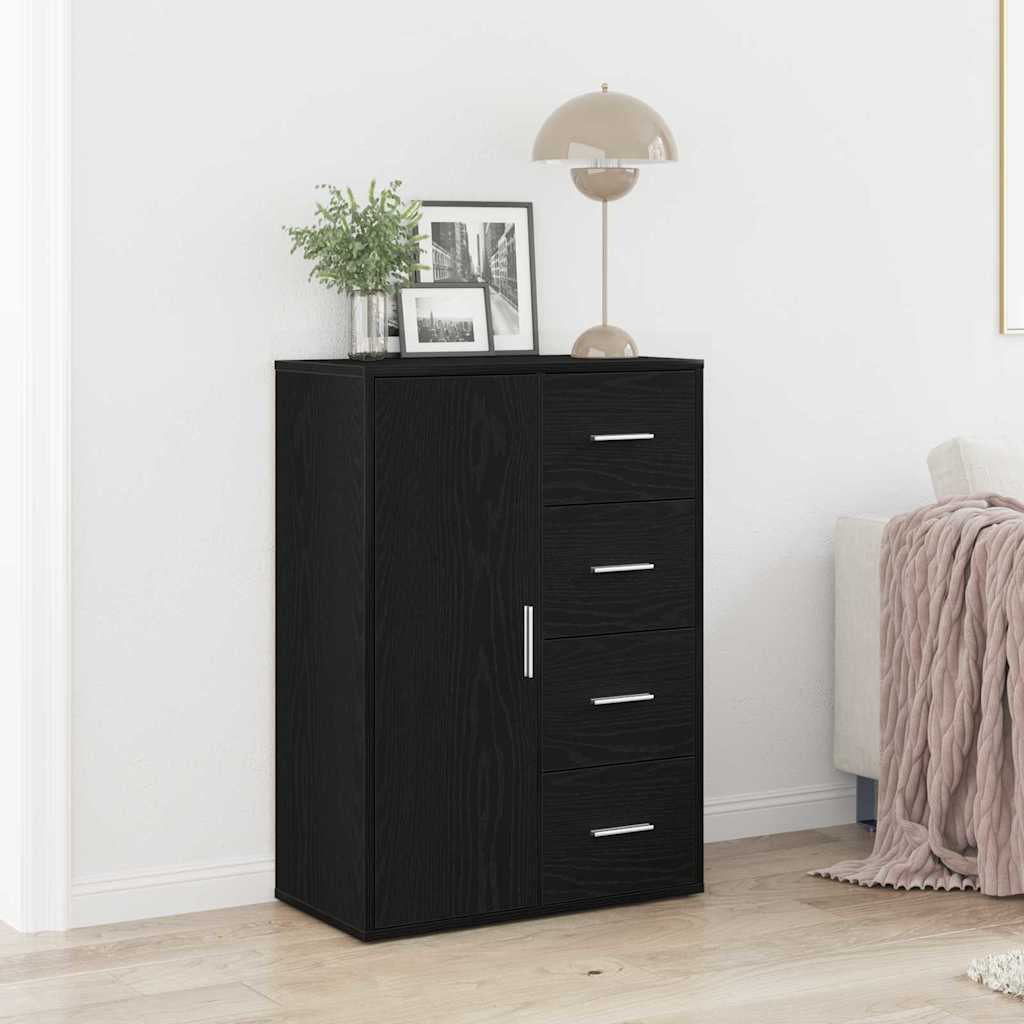 Sideboard with Drawer Black Oak 60 x 31 x 84 cm Engineered Wood