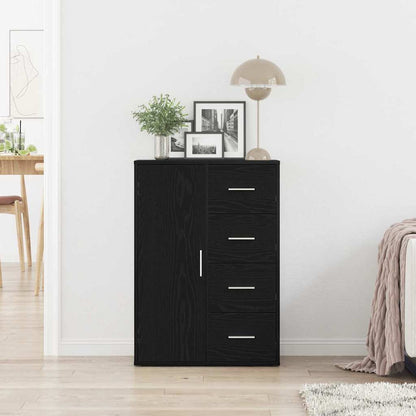 Sideboard with Drawer Black Oak 60 x 31 x 84 cm Engineered Wood