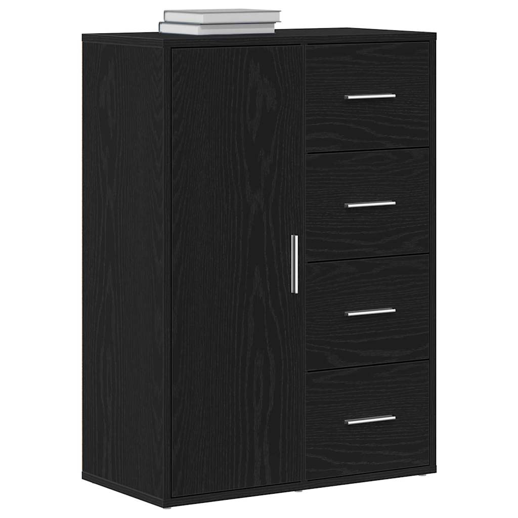 Sideboard with Drawer Black Oak 60 x 31 x 84 cm Engineered Wood