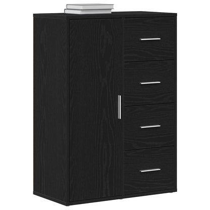 Sideboard with Drawer Black Oak 60 x 31 x 84 cm Engineered Wood