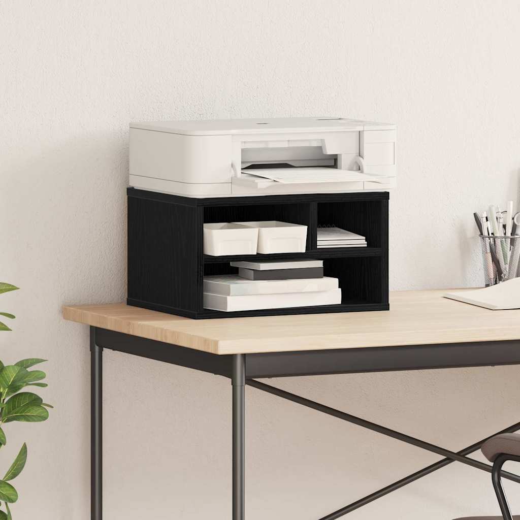 Printer Stand Black Oak 40 x 32 x 22.5 cm Engineered Wood