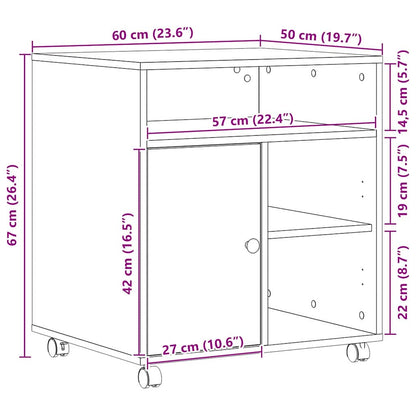 Printer Stand Black oak 60 x 50 x 67 cm Engineered wood
