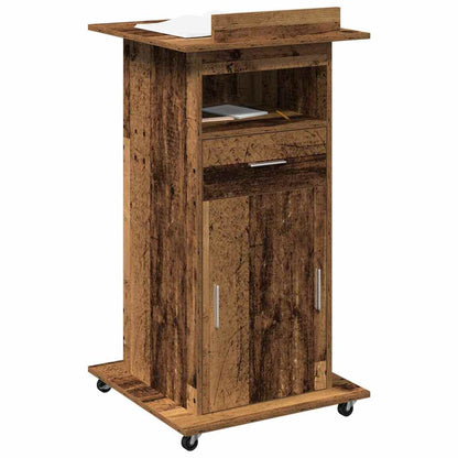 Podium with Drawer Old Wood 55 x 55 x 107 cm Engineered Wood