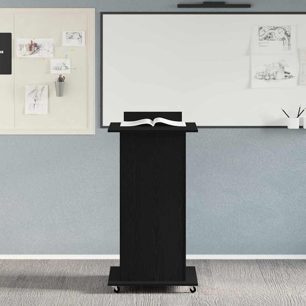 Podium with Drawer Black Oak 55 x 55 x 107 cm Engineered Wood