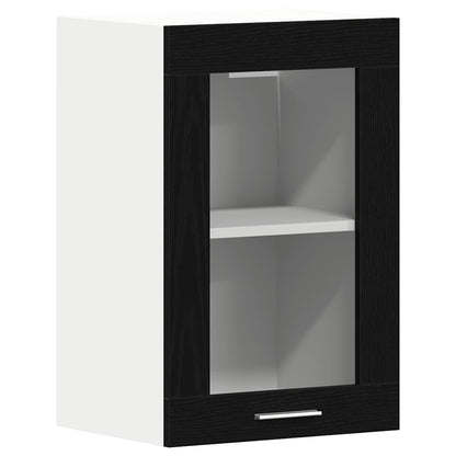 Hanging Glass Cabinet Black Oak 40x31x60 cm Engineered Wood
