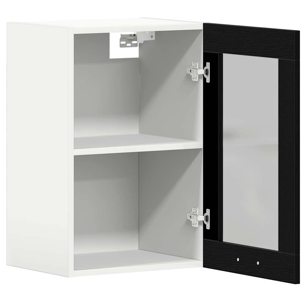 Hanging Glass Cabinet Black Oak 40x31x60 cm Engineered Wood
