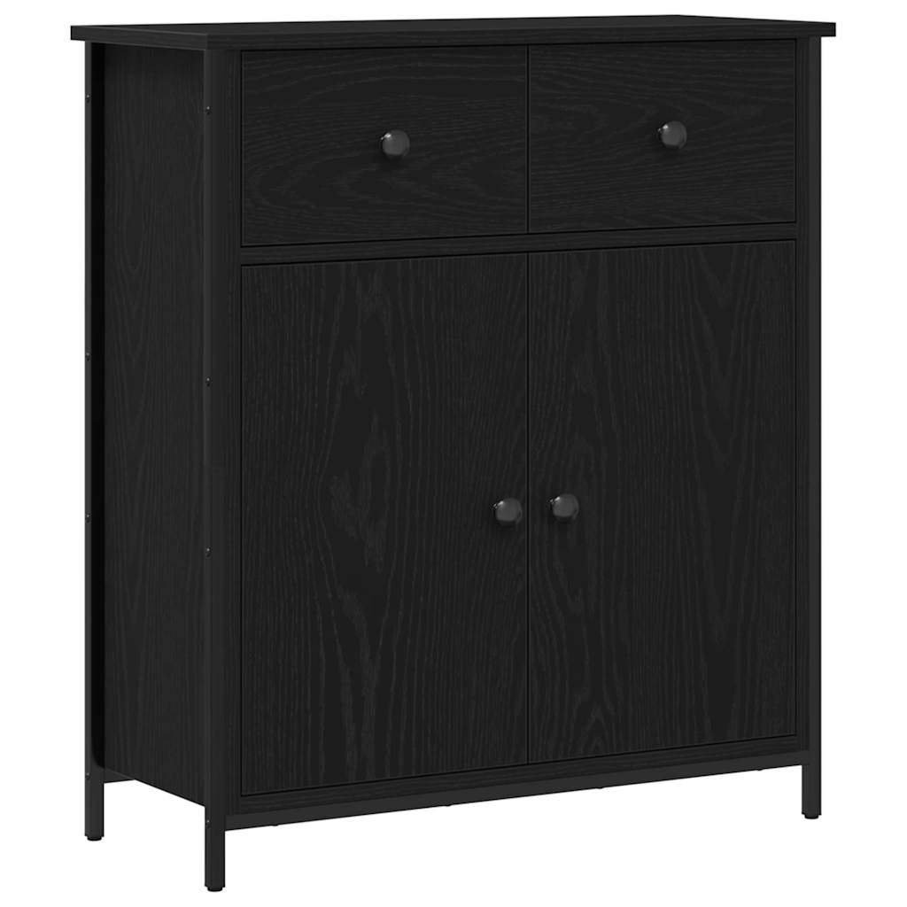 Sideboard with Drawer Black Oak 70 x 30 x 80 cm Engineered Wood