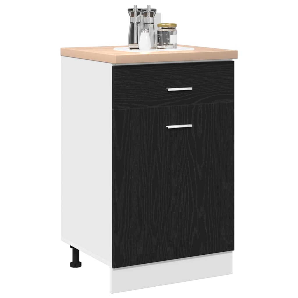 Drawer Cabinet Black oak 50 x 46 x 81.5 cm Engineered wood