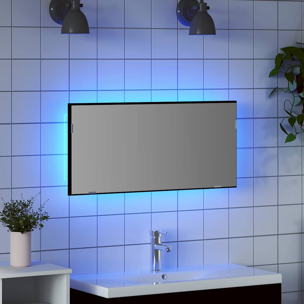 Mirror Black oak 80 x 37 cm Glass and Engineered Wood
