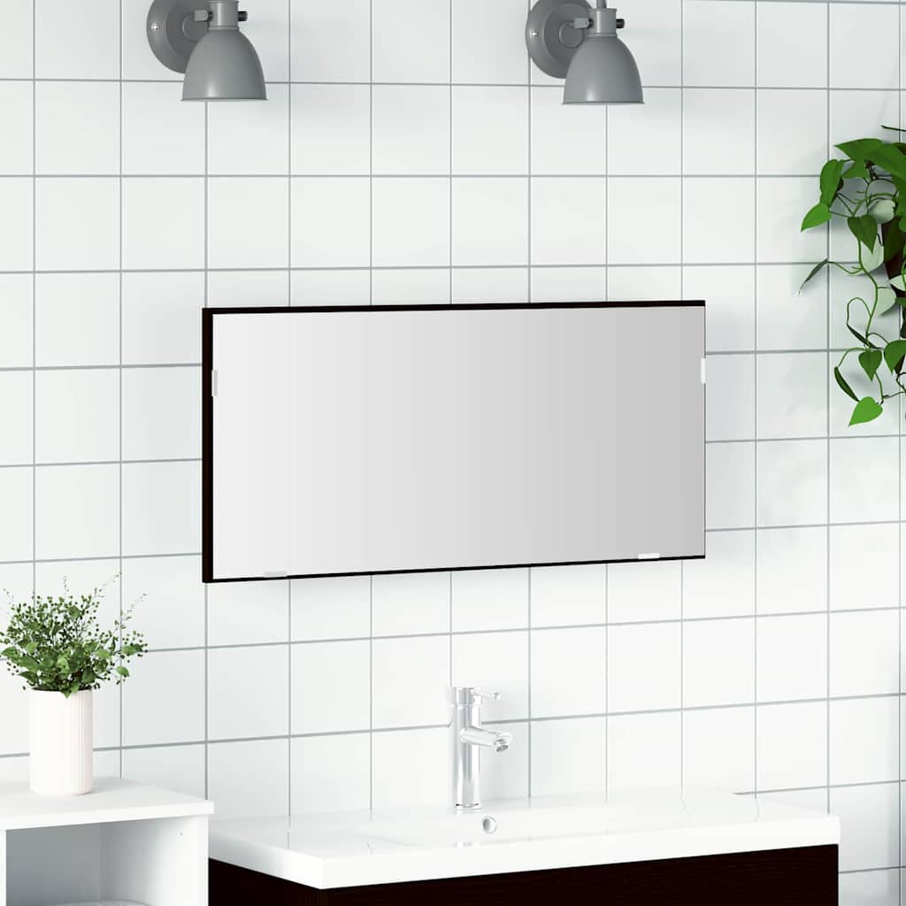 Mirror Black oak 80 x 37 cm Glass and Engineered Wood